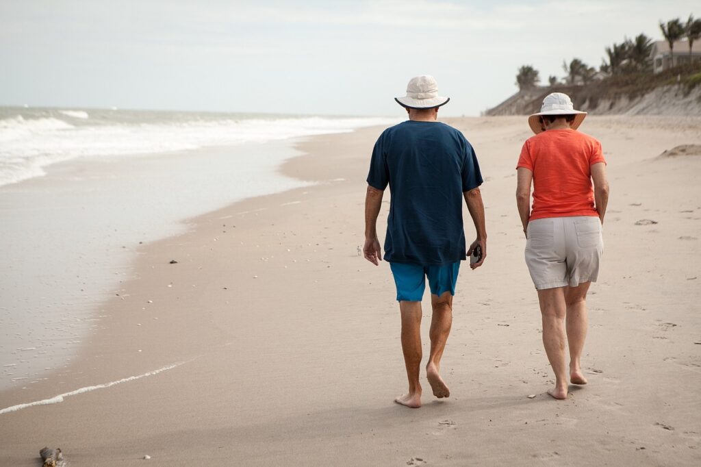 old, elderly, beach retire